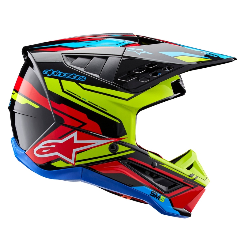 Casco de motocross Alpinestars S-M5 Action 2 amarillo fluo-rojo fluo