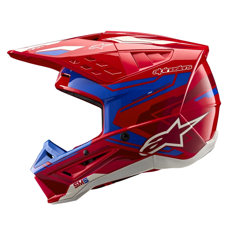 Casco de motocross Alpinestars S-M5 Action 2 rojo-azul fluo