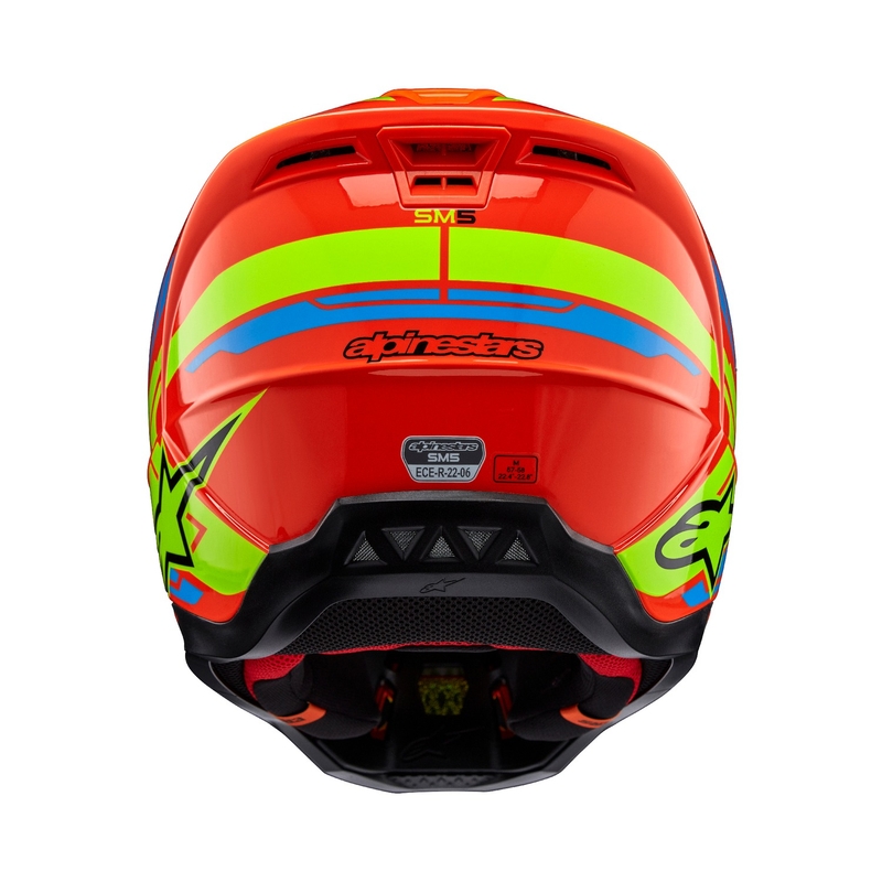 Casco de motocross Alpinestars S-M5 Action 2 naranja fluo-azul claro-amarillo fluo