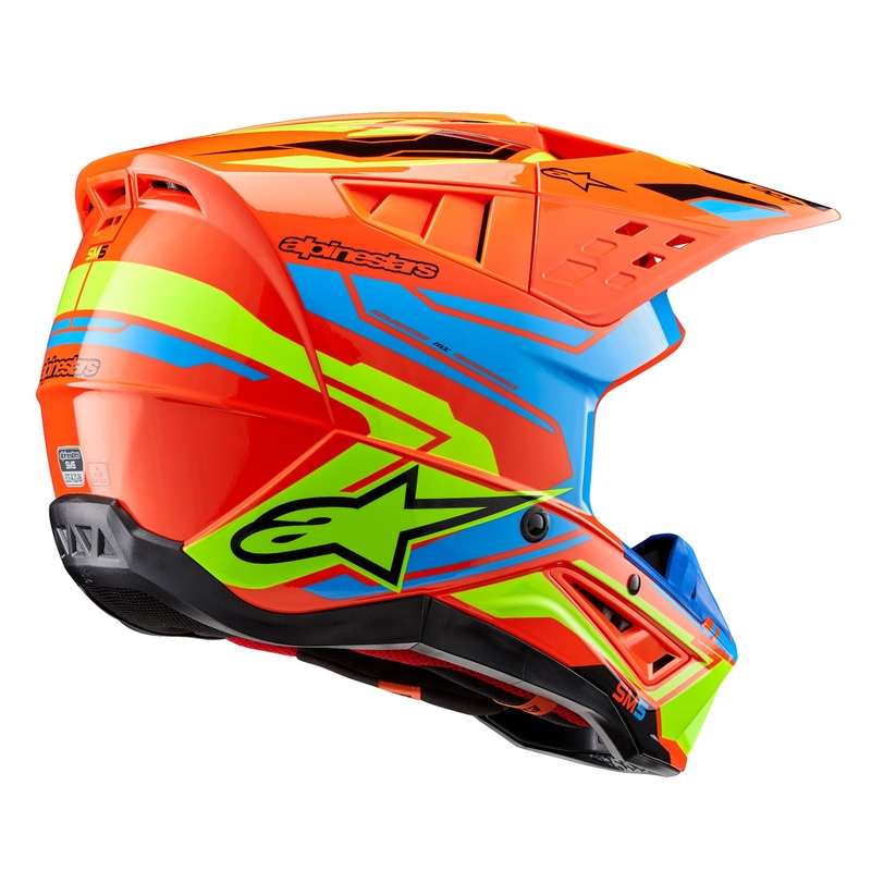 Casco de motocross Alpinestars S-M5 Action 2 naranja fluo-azul claro-amarillo fluo