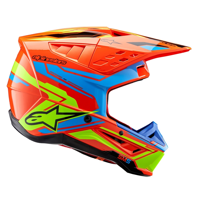 Casco de motocross Alpinestars S-M5 Action 2 naranja fluo-azul claro-amarillo fluo