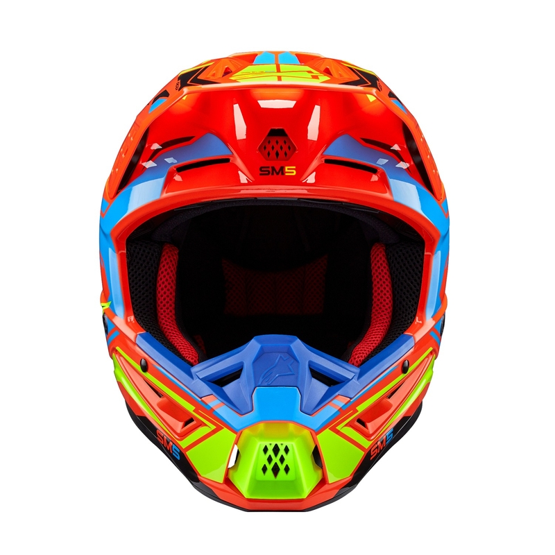 Casco de motocross Alpinestars S-M5 Action 2 naranja fluo-azul claro-amarillo fluo