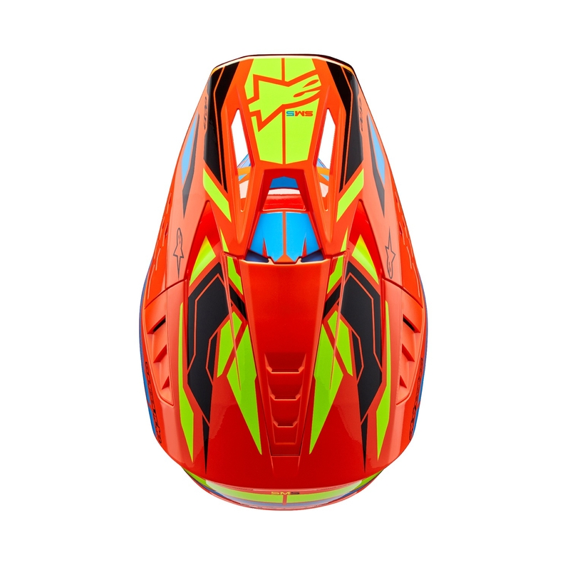 Casco de motocross Alpinestars S-M5 Action 2 naranja fluo-azul claro-amarillo fluo
