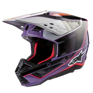 Casco de motocross Alpinestars S-M5 Sail morado-negro-plata