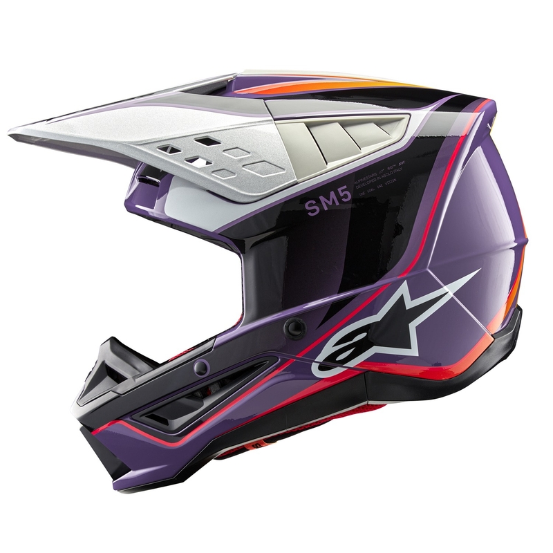 Casco de motocross Alpinestars S-M5 Sail morado-negro-plata