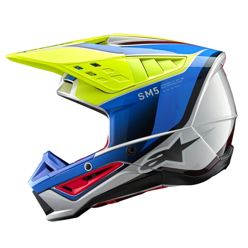 Casco de motocross Alpinestars S-M5 Sail amarillo fluo-azul-plata
