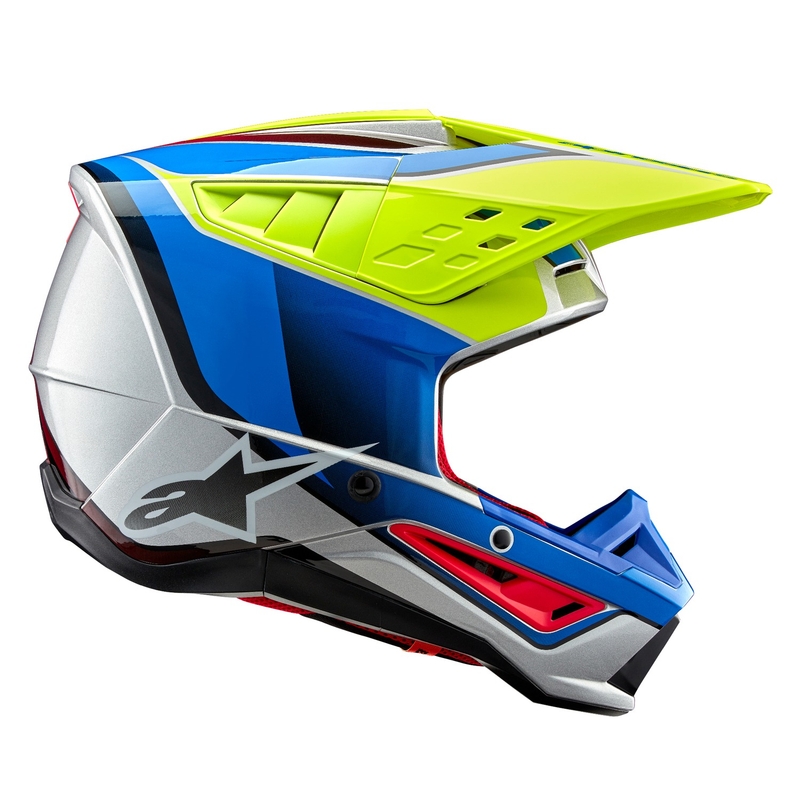 Casco de motocross Alpinestars S-M5 Sail amarillo fluo-azul-plata