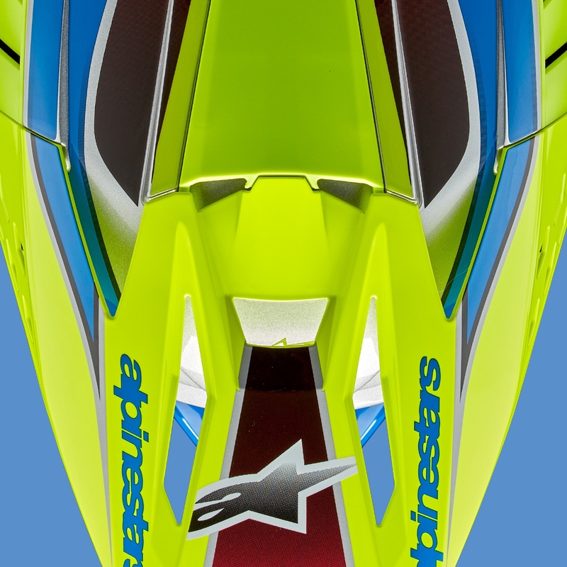 Casco de motocross Alpinestars S-M5 Sail amarillo fluo-azul-plata