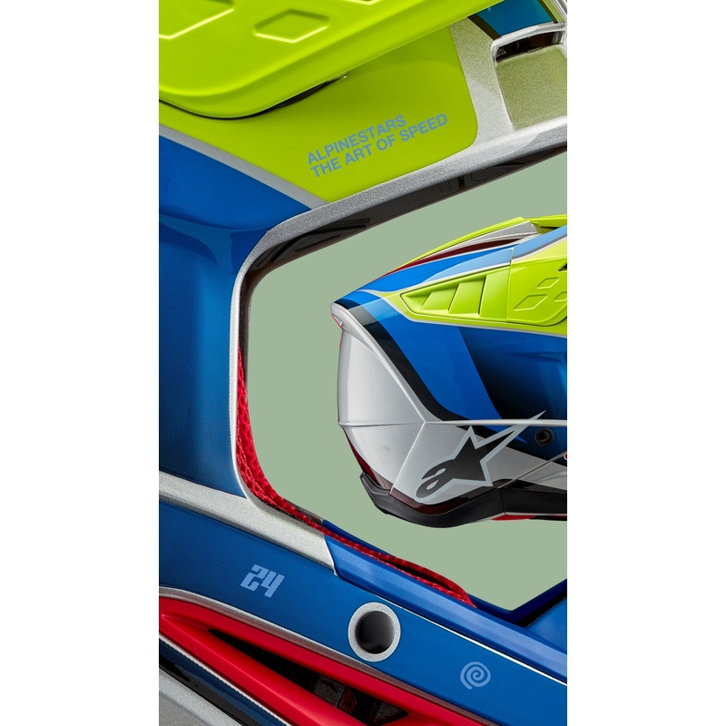 Casco de motocross Alpinestars S-M5 Sail amarillo fluo-azul-plata