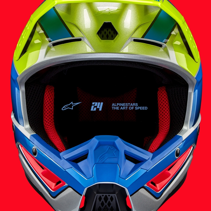 Casco de motocross Alpinestars S-M5 Sail amarillo fluo-azul-plata