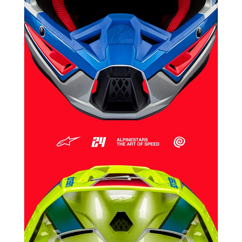 Casco de motocross Alpinestars S-M5 Sail amarillo fluo-azul-plata
