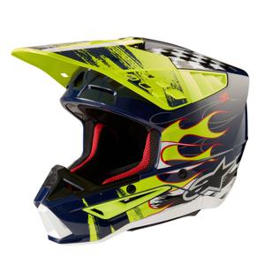 Casco motocross Alpinestars S-M5 Rash azul-amarillo fluo