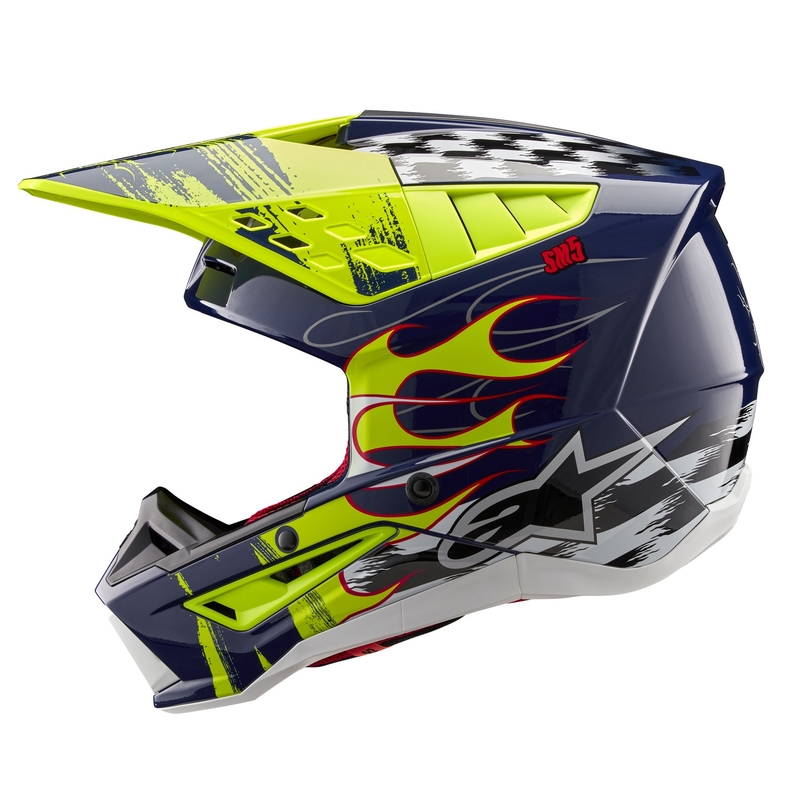 Casco motocross Alpinestars S-M5 Rash azul-amarillo fluo
