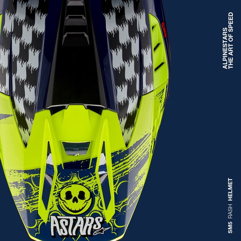 Casco motocross Alpinestars S-M5 Rash azul-amarillo fluo