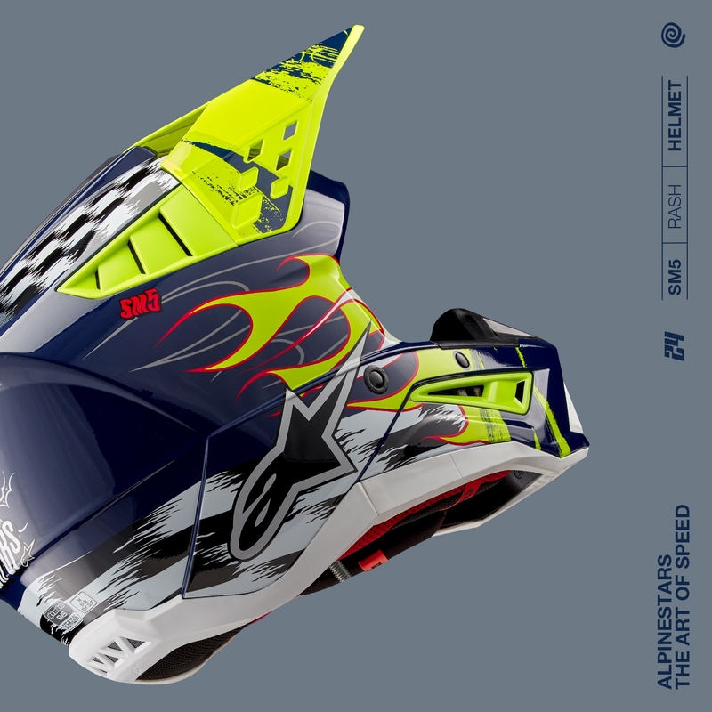 Casco motocross Alpinestars S-M5 Rash azul-amarillo fluo