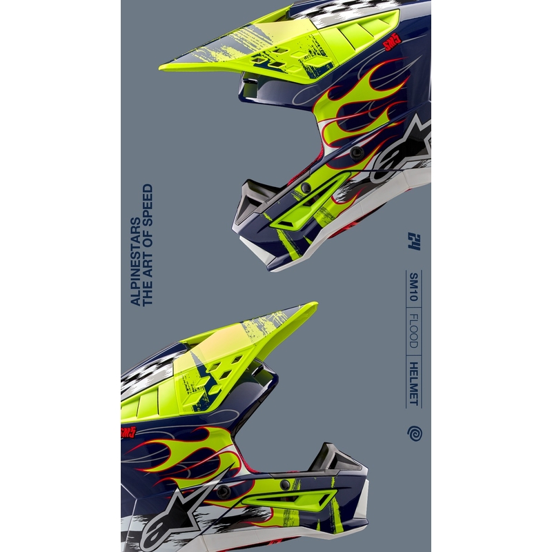 Casco motocross Alpinestars S-M5 Rash azul-amarillo fluo