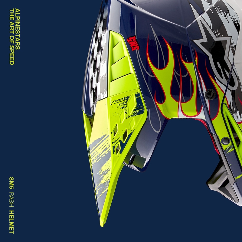 Casco motocross Alpinestars S-M5 Rash azul-amarillo fluo