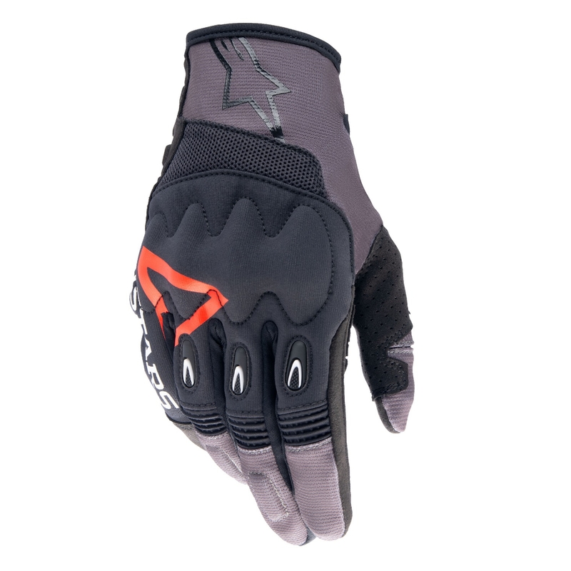 Guantes de motocross Alpinestars Techdura negro-marrón-rojo fluo
