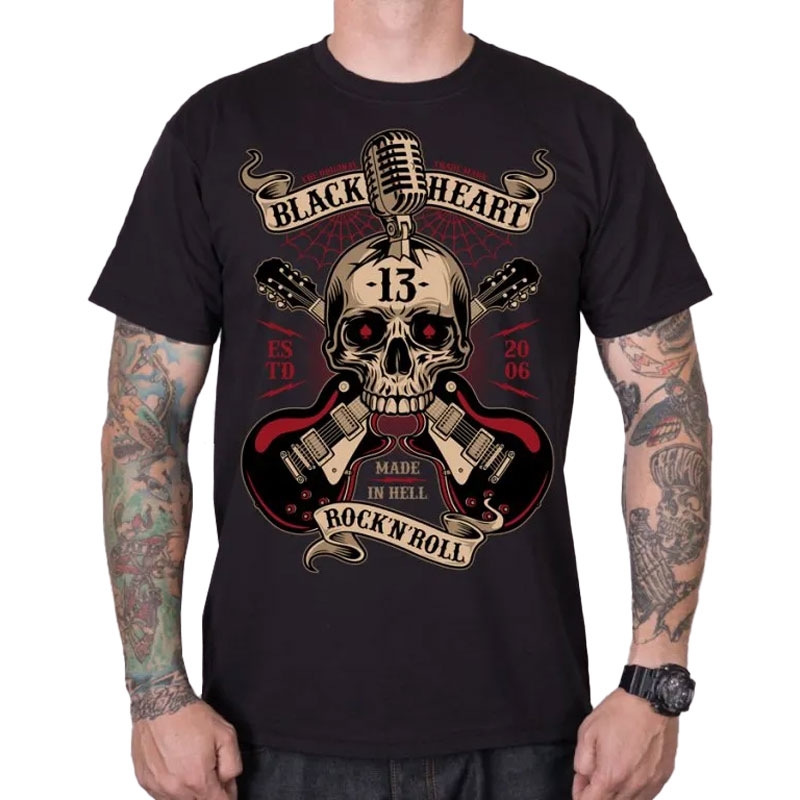 Camiseta Black Heart Rock N Roll negra