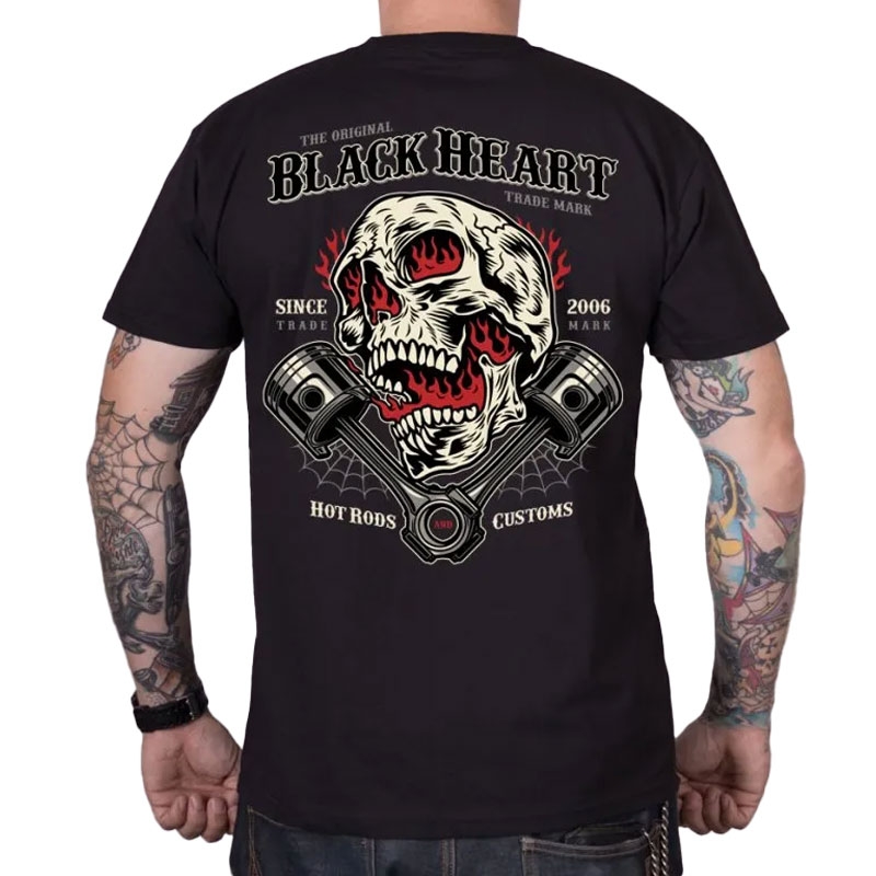 Camiseta Black Heart Flame Piston negra