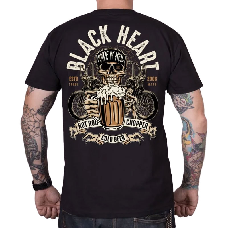 Camiseta Black Heart Beer Biker negra