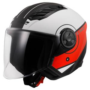 Casco de moto abierto LS2 OF616 Airflow II Cover blanco mate y rojo