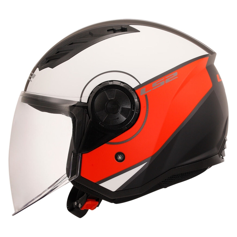 Casco de moto abierto LS2 OF616 Airflow II Cover blanco mate y rojo