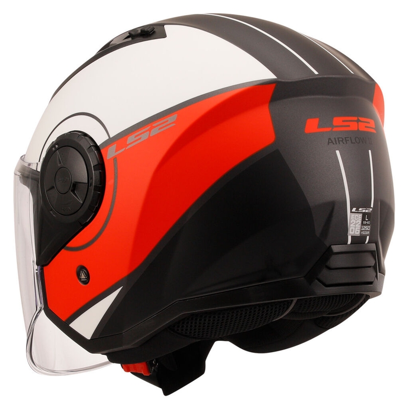 Casco de moto abierto LS2 OF616 Airflow II Cover blanco mate y rojo