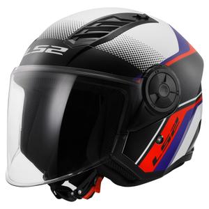 Casco de moto abierto LS2 OF616 Airflow II Rush blanco-azul-rojo