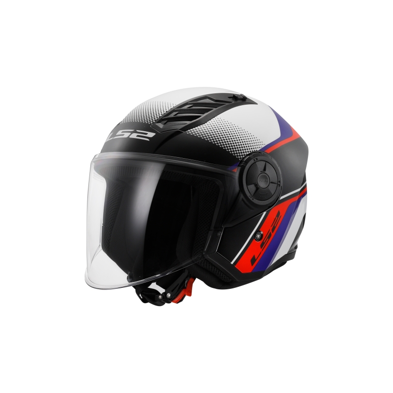 Casco de moto abierto LS2 OF616 Airflow II Rush blanco-azul-rojo