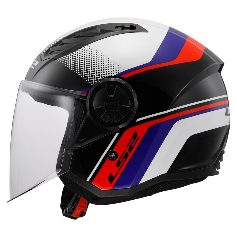 Casco de moto abierto LS2 OF616 Airflow II Rush blanco-azul-rojo