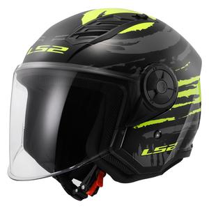 Casco Moto Open LS2 OF616 Airflow II Brush negro-amarillo fluo