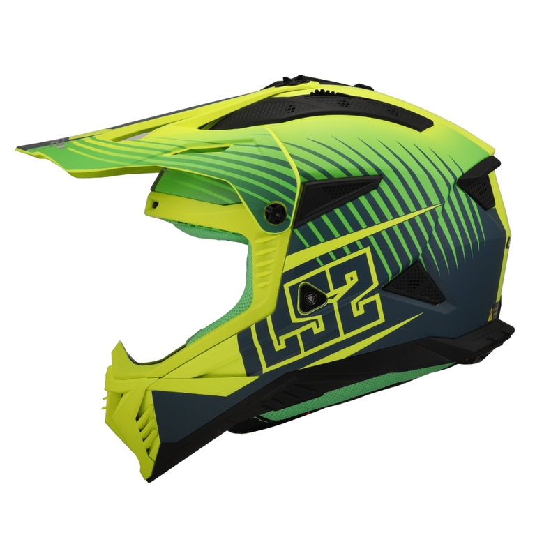 Casco de motocross LS2 MX708 Fast II Duck verde-amarillo