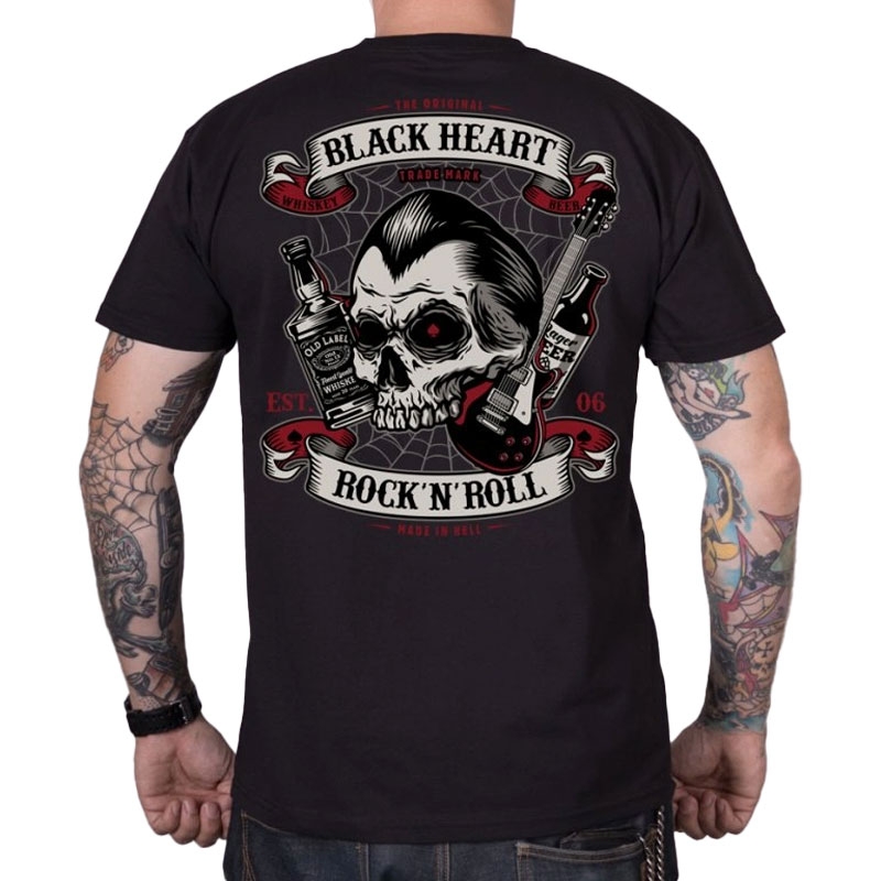 Camiseta Black Heart Beer And Whiskey negra