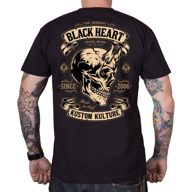 Camiseta Black Heart Devil Skull negro