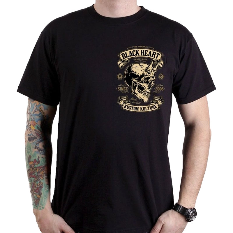 Camiseta Black Heart Devil Skull negro