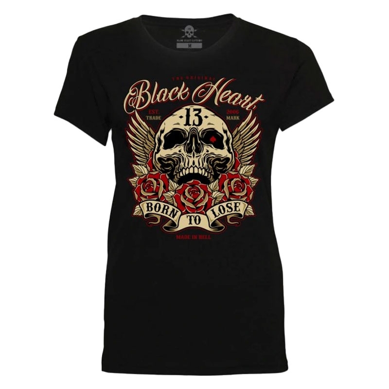 Camiseta negra de mujer Heart Born To Lose negra