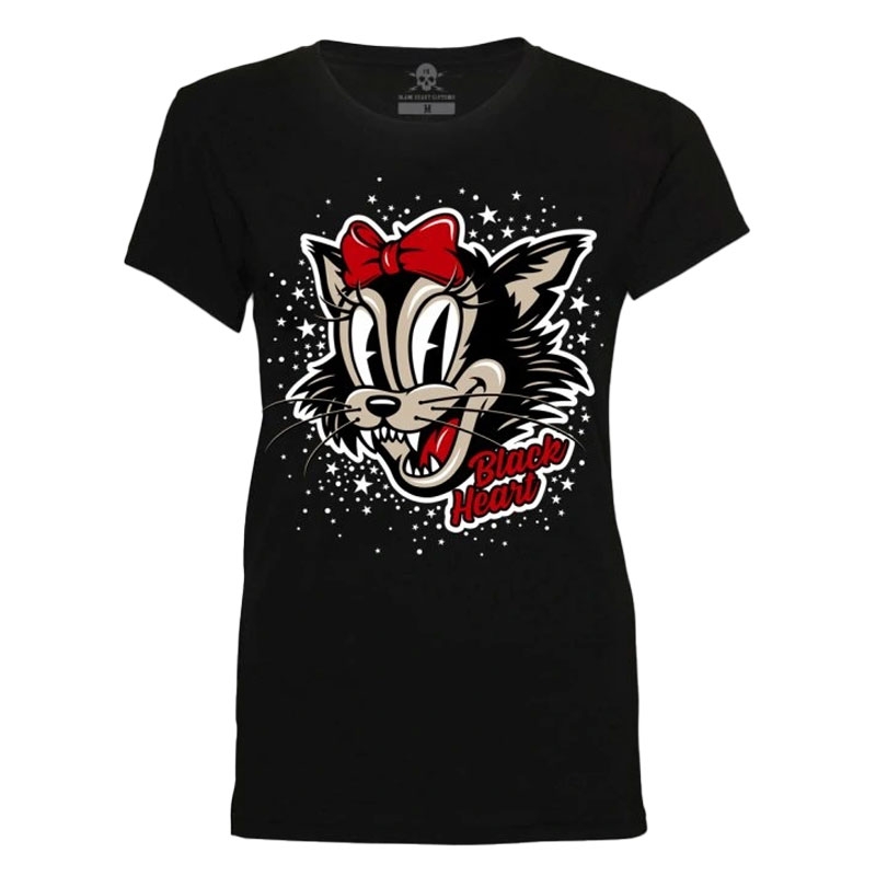Camiseta de mujer Black Heart Bad Cat negro