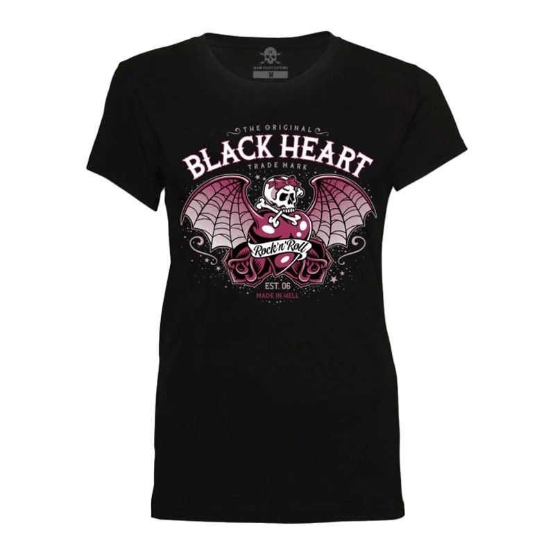 Camiseta negra Heart Wings Heart de mujer negro