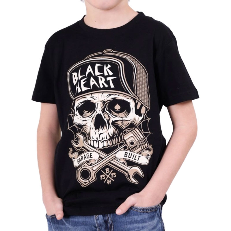 Camiseta Niños Negra Corazón Garaje Construido negro