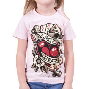 Camiseta infantil Corazón negro Rockabilly Corazón rosa