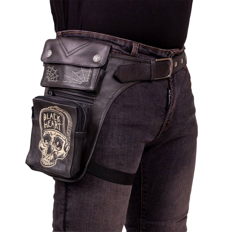 W-TEC Garaje Construido Corazón Negro Muslo Bolsillo Negro