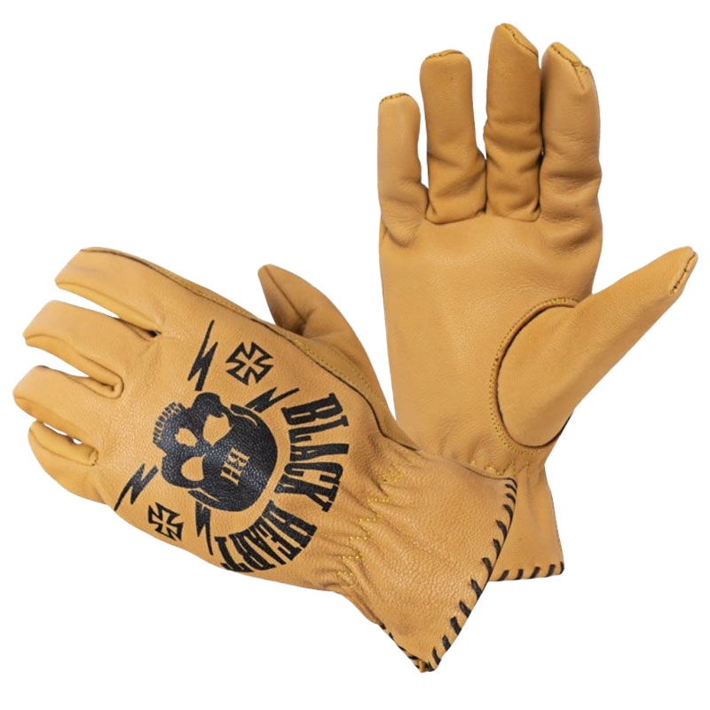 Guantes Chopper Guantes calavera corazón negro marrón