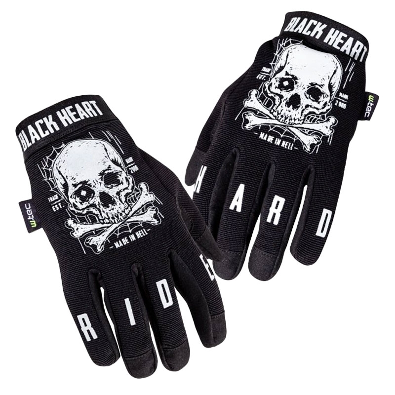 Guantes W-TEC Web Skull Black Heart Chopper Negro