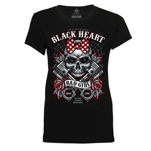 Camiseta negra de mujer Heart Bell Piston negra