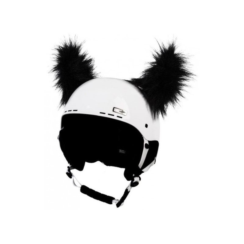 Casco orejas Cuernos negro peludo