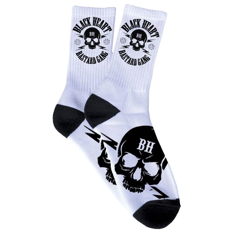 Calcetines Negro Corazón Bastardo Calavera Blanco