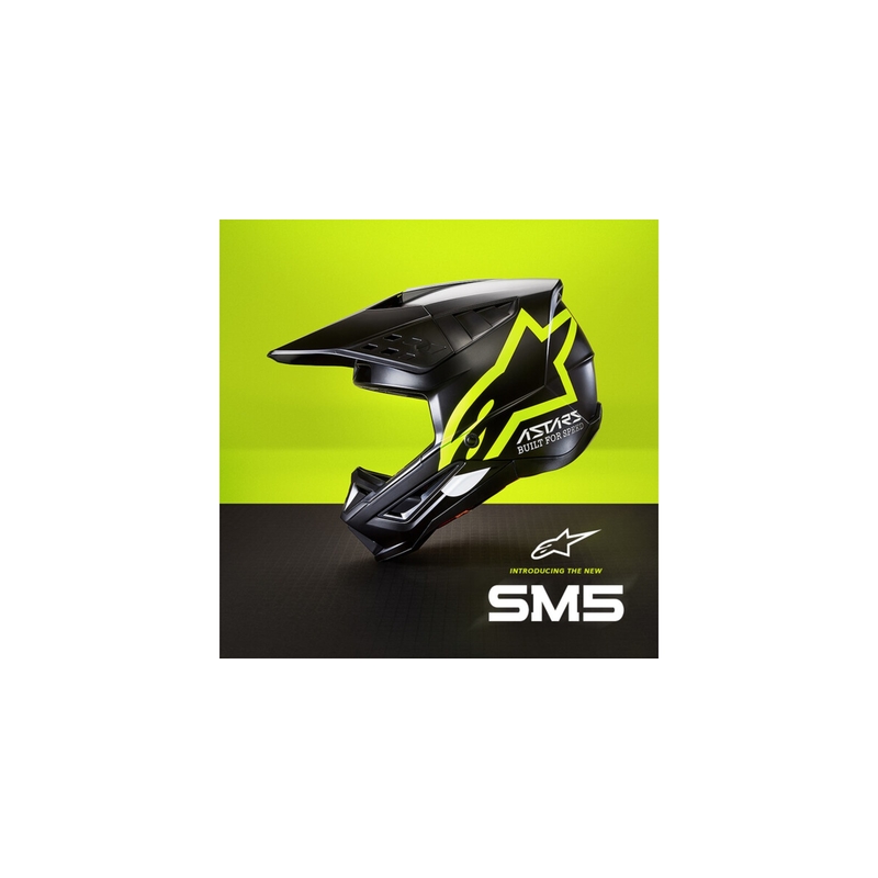 Casco de motocross Alpinestars S-M5 Compass negro-amarillo fluo