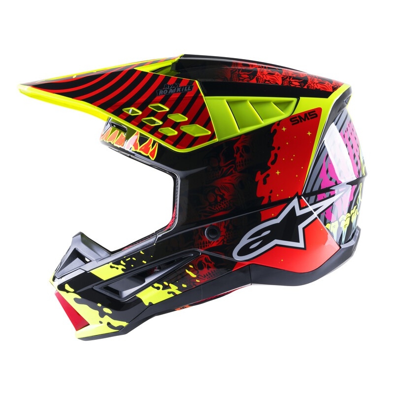 Casco de motocross Alpinestars S-M5 Solar Flare amarillo fluo-rojo fluo-negro