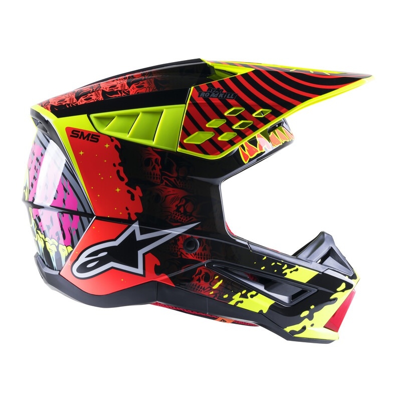 Casco de motocross Alpinestars S-M5 Solar Flare amarillo fluo-rojo fluo-negro